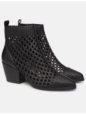 Michael Kors Black Augustine Woven Ankle Boot Woven Pointed